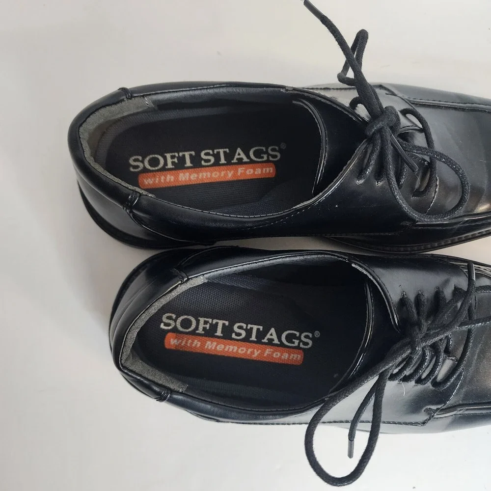 Soft Stags Town Black Simulated Leather Lace Up Dress Shoes Men Size 8.5 M‎